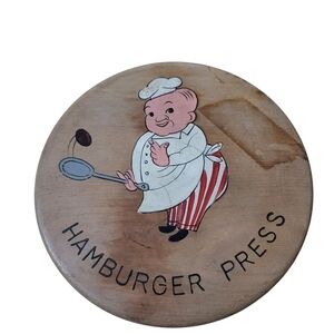 Vintage Wood Hamburger Press Chef Japan